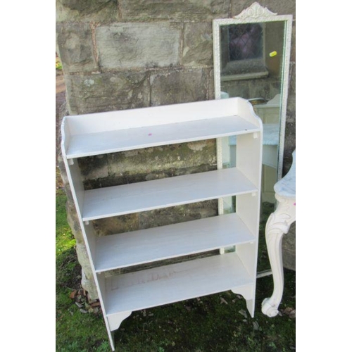 26 - A collection of white painted furniture, to include marble topped consol table, width 30ins, washsta... 