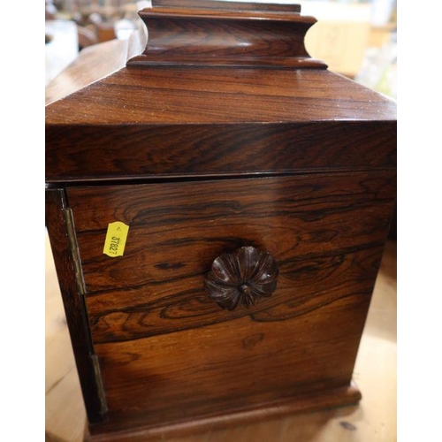 261 - A 19th century rosewood table top cabinet, with inlaid mother of pearl decoration, the hinged top op... 