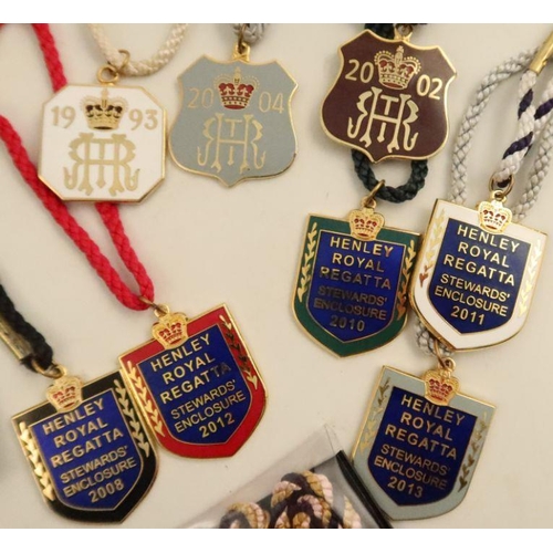 273 - A collection of Henley Royal Regatta enamel badges, five for the Stewards' Enclosure, dating from 19... 