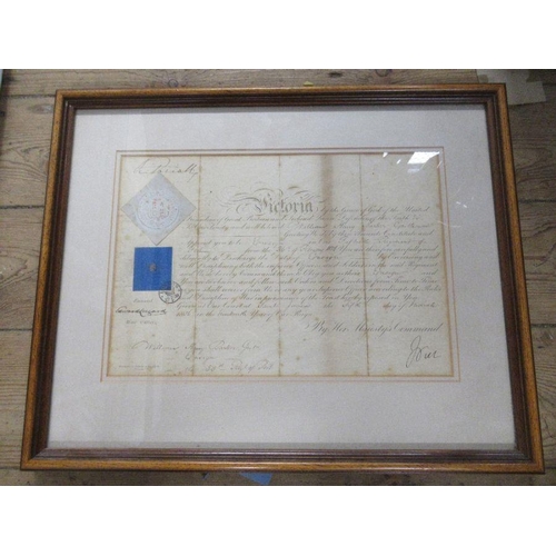 274 - A 19th century military discharge notice, for William Henry Barton, 50th Regt of Foot, 9.5ins x 13.5... 