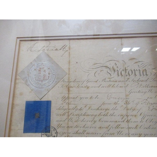 274 - A 19th century military discharge notice, for William Henry Barton, 50th Regt of Foot, 9.5ins x 13.5... 