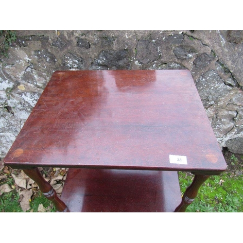 28 - A mahogany three tiered what not, 20ins x 16ins, height 39ins