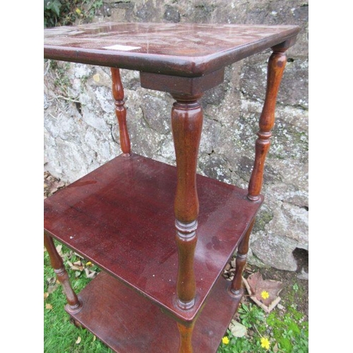 28 - A mahogany three tiered what not, 20ins x 16ins, height 39ins