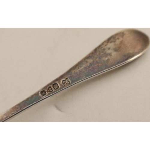 357 - A Georgian silver caddy spoon, of shovel form, with bright cut decoration, London 1739, together wit... 