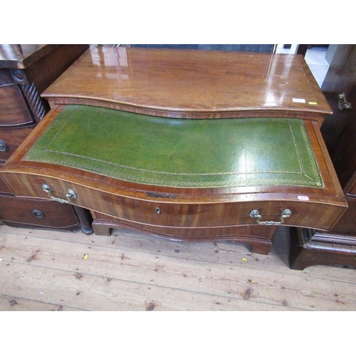 36 - A late Georgian serpentine fronted chest, with chequer banded top, top drawer filled with leather li... 