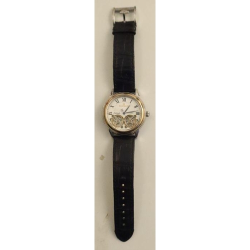 369 - Earnshaw, an automatic wrist watch, with visible balance wheels, stainless steel case