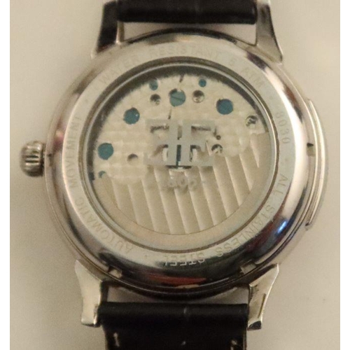 369 - Earnshaw, an automatic wrist watch, with visible balance wheels, stainless steel case