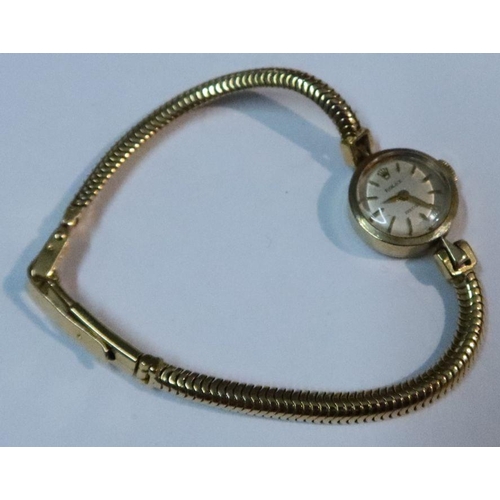 376 - A 9ct gold cased Rolex lady's wrist watch, with 18ct gold snake link bracelet, in 'Tudor' box