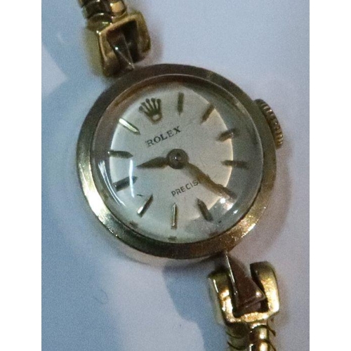 376 - A 9ct gold cased Rolex lady's wrist watch, with 18ct gold snake link bracelet, in 'Tudor' box