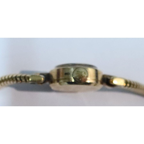 376 - A 9ct gold cased Rolex lady's wrist watch, with 18ct gold snake link bracelet, in 'Tudor' box