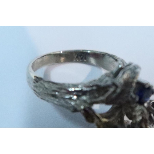 388 - A 14k diamond and star sapphire ring, 16.4g together with a 14k white gold sapphire dress ring