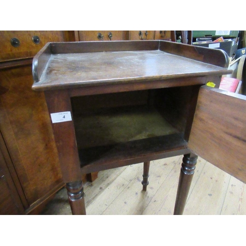 4 - A 19th century mahogany tray top pot cupboard, with cupboard below raised on turned feet, width 17.5... 