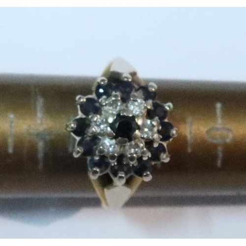 429 - An Antique diamond cluster ring, together with a sapphire and diamond cluster ring and a three stone... 