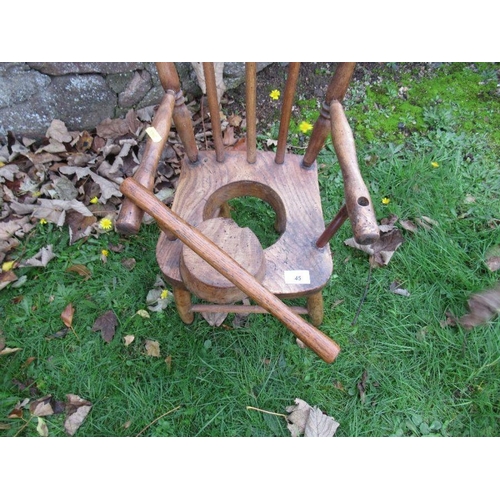 45 - An Antique elm seated child’s commode chair