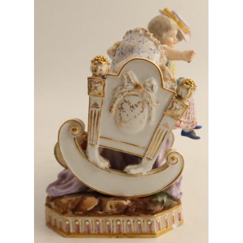 510 - A 19th century Meissen porcelain figure group, modelled by Acier, Joys of Childhood, with a woman by... 