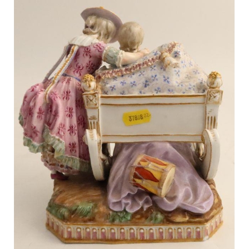 510 - A 19th century Meissen porcelain figure group, modelled by Acier, Joys of Childhood, with a woman by... 