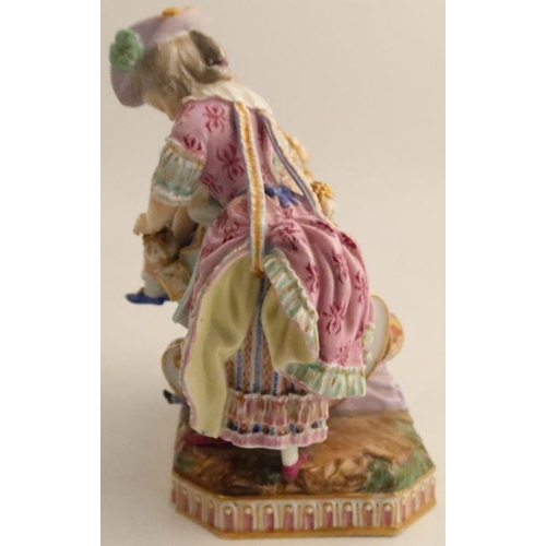 510 - A 19th century Meissen porcelain figure group, modelled by Acier, Joys of Childhood, with a woman by... 