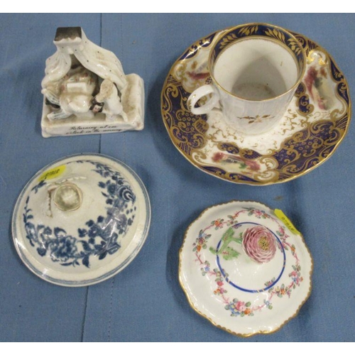 512 - A collection of Continental porcelain figures, some with mock gold anchor mark, together with two 19... 