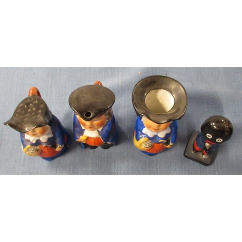 554 - A set of three Carlton Ware condiment pots, formed as Mr and Mrs Toby, together with a Robertson Gol... 