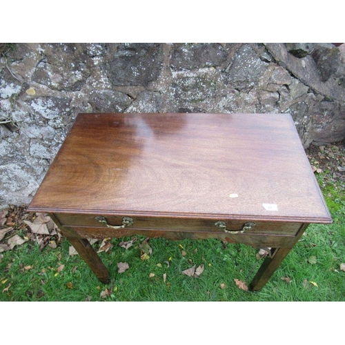 57 - A 19th century walnut side table, fitted frieze drawer, width 34ins, height 28.5ins