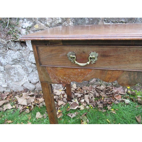 57 - A 19th century walnut side table, fitted frieze drawer, width 34ins, height 28.5ins