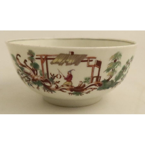 615 - A Worcester sugar bowl, printed and painted with Les Garcon Chinois, together with a Worcester cabba... 