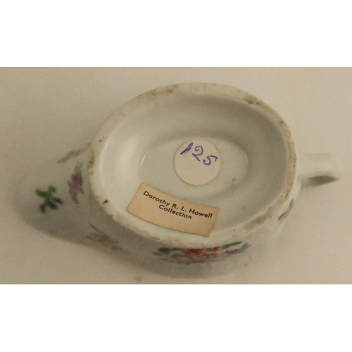 637 - A Worcester moulded sauce boat, decorated with flowers, length 5.25ins - no restoration or damage