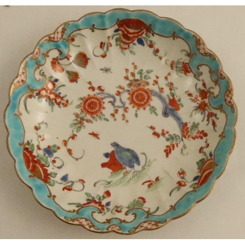 659 - A Worcester tea bowl, coffee cup and saucer decorated in colours with flowers and two quail - - No d... 