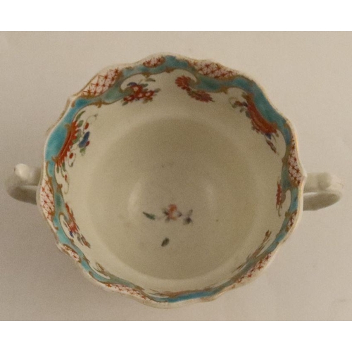 664 - A Worcester chocolate cup and saucer, painted with the jabberwocky pattern - - No damage or restorat... 