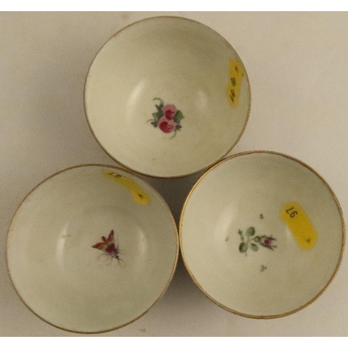 681 - A Worcester wet blue tea bowl and saucer, decorated with exotic birds, together with a tea bowl and ... 