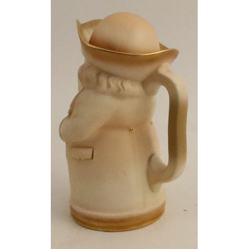 692 - A Royal Worcester shot silk toby jug, formed as a seated man wearing a hat, shape number 2831, af, h... 