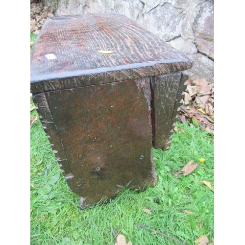 81 - An Antique oak small box, with rising lid, 17ins x 10ins, height 15ins