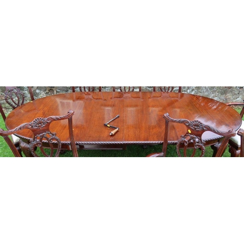 83 - A 19th century mahogany extending dining table, with two extra leaves, together with a set of eight ... 