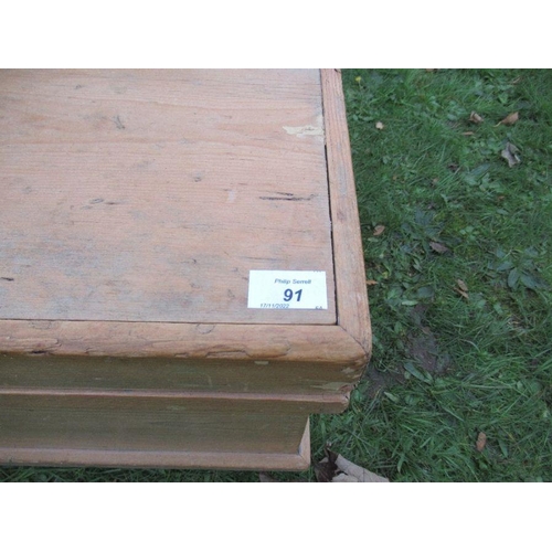 91 - A pine chest, width 32ins