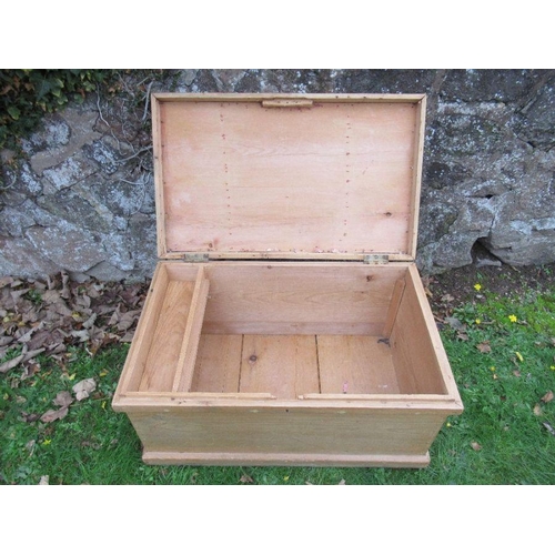 91 - A pine chest, width 32ins