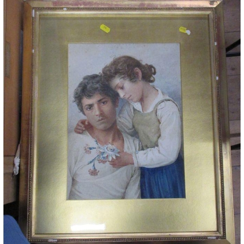 158 - Henry E Hobson, watercolour, girl with water carrier, 18ins x 12.5ins, together with another waterco... 