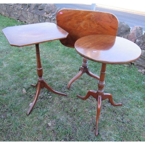 34 - Three tripod tables, one with tilt top