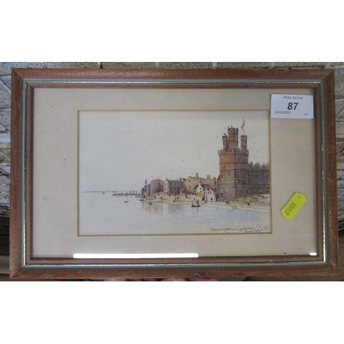 87 - A 19th century watercolour, Carnarvan Castle