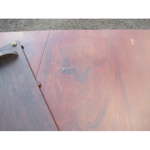 59A - A Regency design mahogany twin pillar dining table, with a leaf