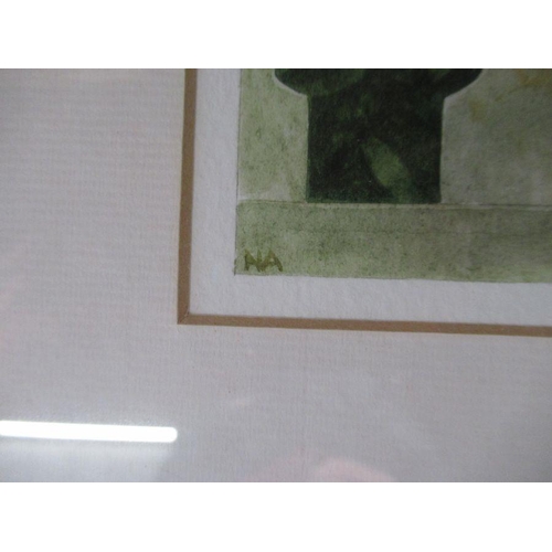 116 - Nigel Ashcroft, two watercolours, Balustrade Callosse de Ensarria, 10ins x 9.5ins and Chicken Run, 7... 