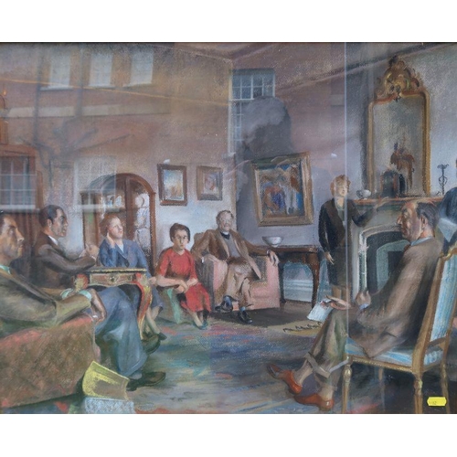 119 - Catherine Moody, pastel, Writers Circle at Lorne Lodge Festival 1954, 19.5ins x 24.5ins