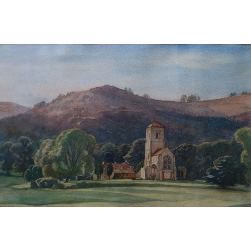 120 - Francis Dodd, watercolour, Little Malvern Priory, 9.25ins x 14ins