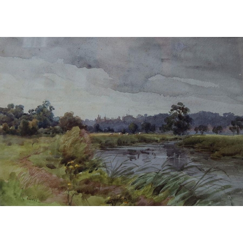 121 - Robert Yuill, two watercolours, rural scenes, 8.5ins x 12ins, together with A G Horner, pastel, Leig... 