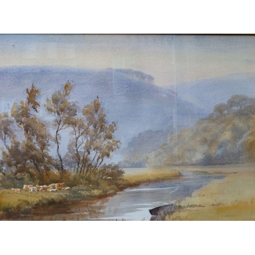 122 - L Boyce, watercolour, River Arun at Houghton, 21.5ins x 29.5ins