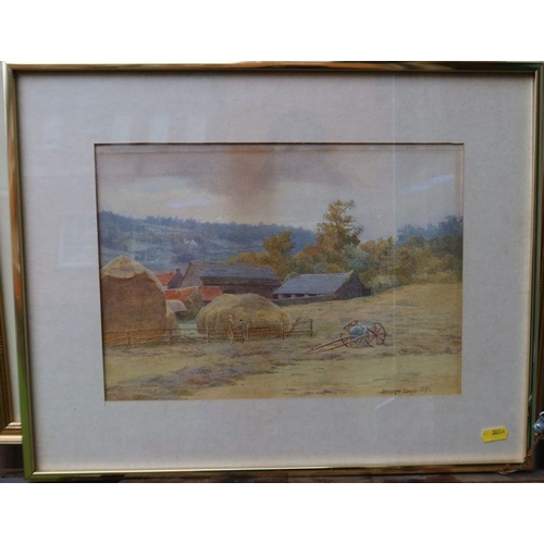 125 - S Linden, two watercolours, cattle in a river, 9.5ins x 15ins, together with Herenger Benger, waterc... 