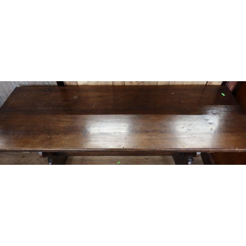 15 - An oak refectory style dining table, 60ins x 21.5ins, height 30ins