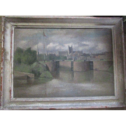 151 - Maurice Feild, oil on canvas, Worcester Cathedral, 20.5ins x 29.5ins - Maurice Feild was an art teac... 