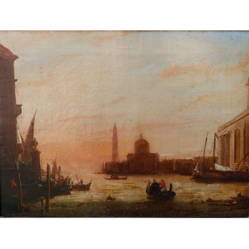 164 - A 19th century oil on canvas, Venetian scene with buildings and boats, 11.5ins x 15.5ins