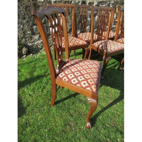 18 - A set of eight (6 & 2) 19th century style dining chairs, with pierced splat backs and drop in seats