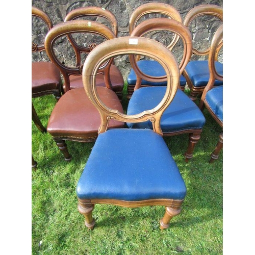 20 - A harlequin set of nine Victorian mahogany balloon backed dining chairs